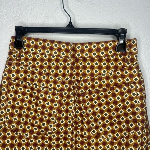 Reformation Jeans Patterned Denim Mini Women’s Jean Brown/Burgundy Skirt Sz 26 - Picture 6 of 11